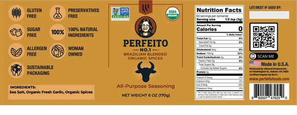 All-Purpose Rustic Farm Jar - Artisan Brazilian Beef Seasoning, Organic & Gourmet, with Fresh Garlic -6oz - Perfeito Foods