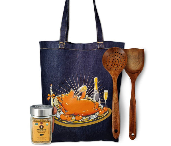 Holiday Special - PERFEITO NO.4 Chef's Mix Pork Blend with Durable Denim Tote Bag, Ideal Gift for Foodies - Perfeito Foods