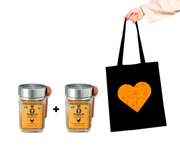 Love and Flavor Gift For Her - PERFEITO All-Purpose & Poultry Seasonings Duo with Shopping Bag - Perfeito Foods
