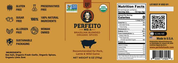 Wilderness Farm Jar - Brazilian Game, Pork & Lamb Spice Blend, Organic & Gourmet, with Fresh Garlic -6oz - Perfeito Foods